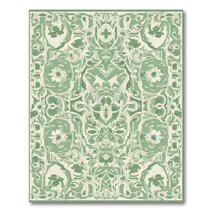 Sage Green Art Nouveau Floral Rug