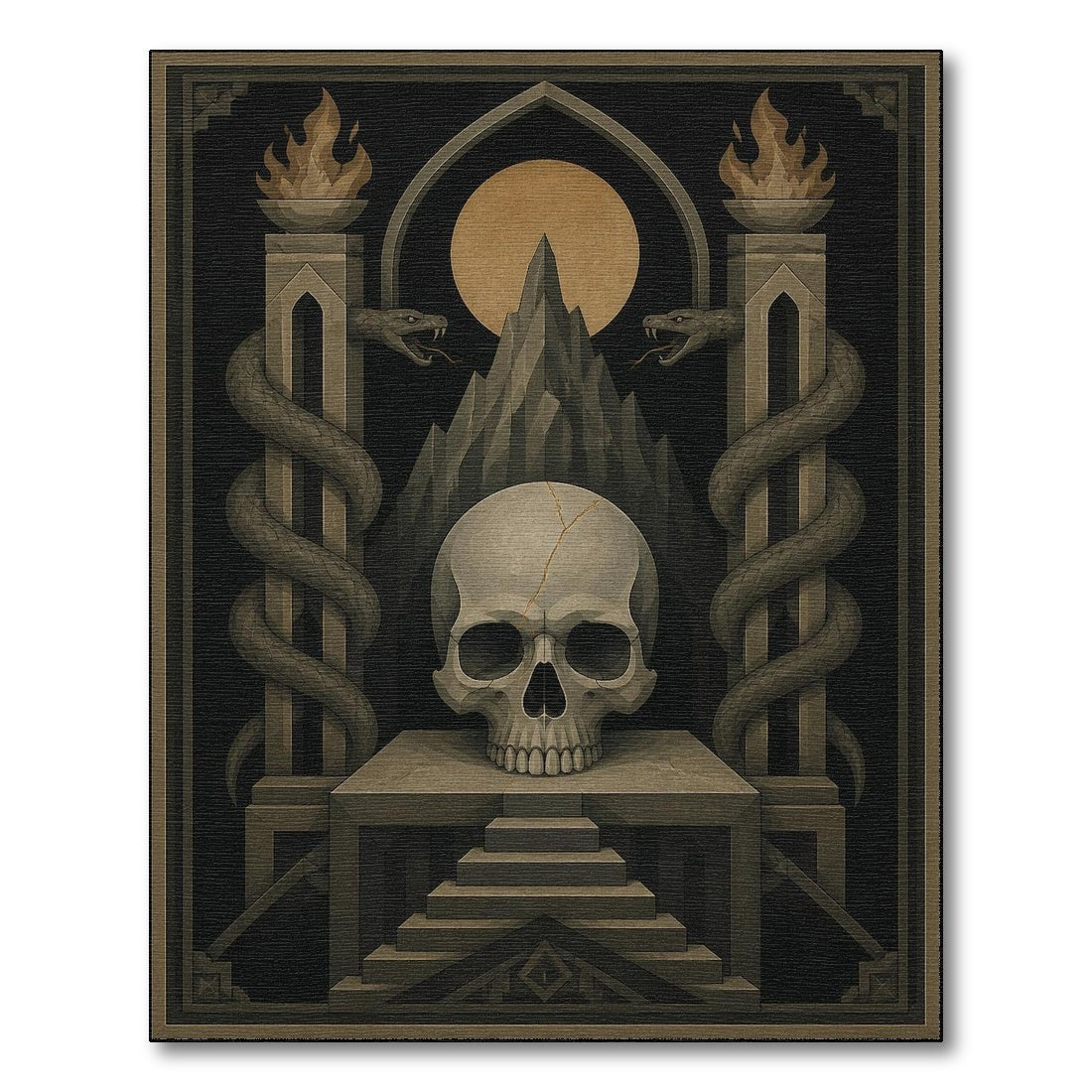Grey Skull Serpent Area Rug