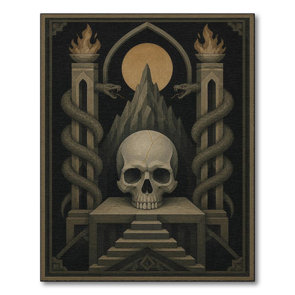 Grey Skull Serpent Area Rug