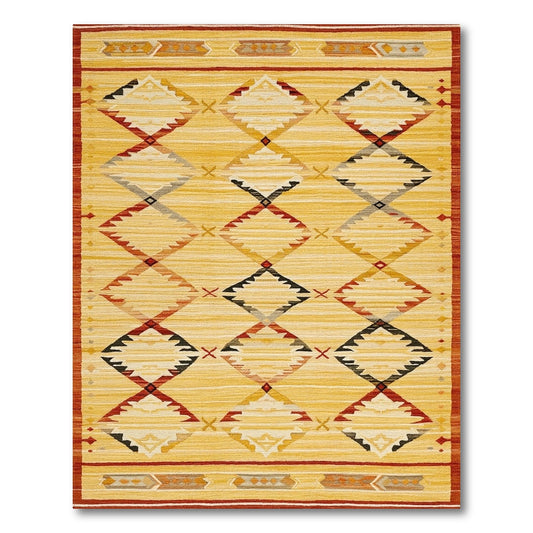 Yellow Southwestern Diamond Area Rug