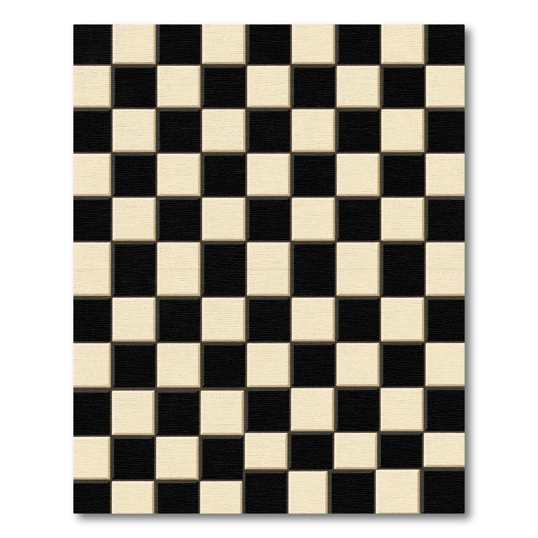 Classic Black Cream Checkered Squares Rug