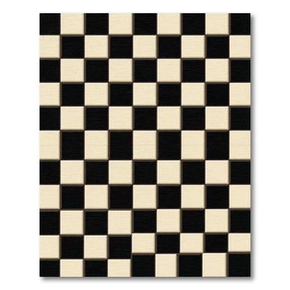 Classic Black Cream Checkered Squares Rug