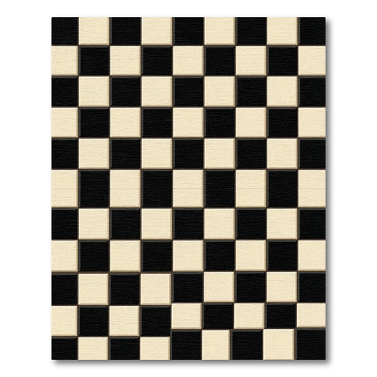 Classic Black Cream Checkered Squares Rug
