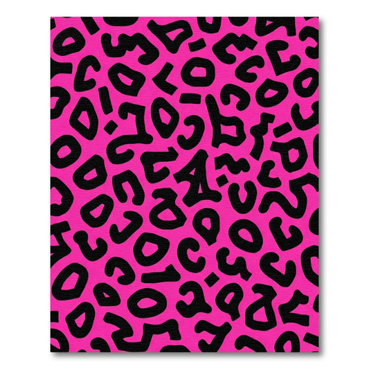Hot Pink Black Abstract Spots Rug