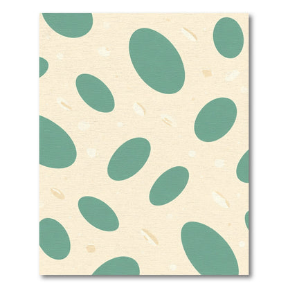 Teal Oval Scatter on Cream Background Rug