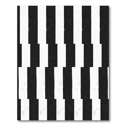 Bold Black White Alternating Stripe Rug