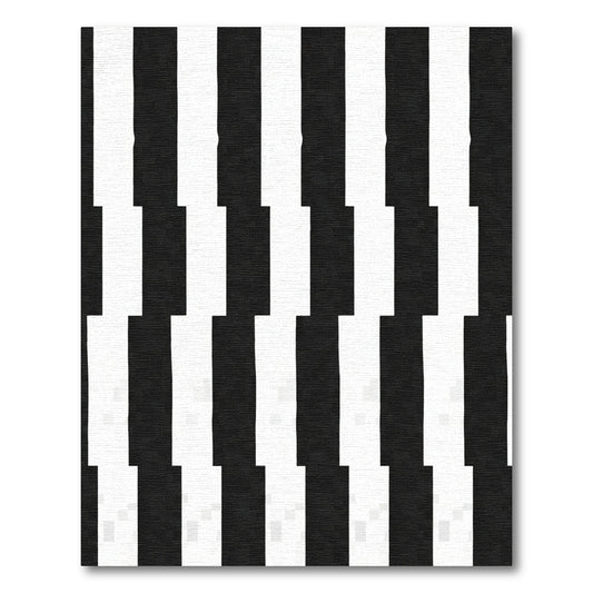 Bold Black White Alternating Stripe Rug