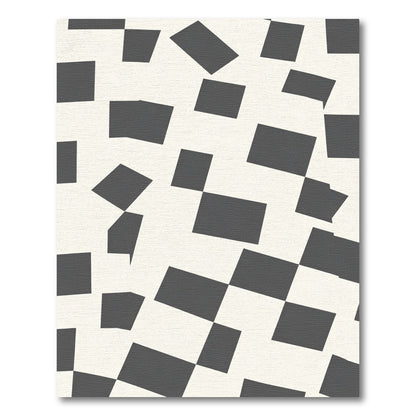 Abstract Black White Checkered Collage Rug