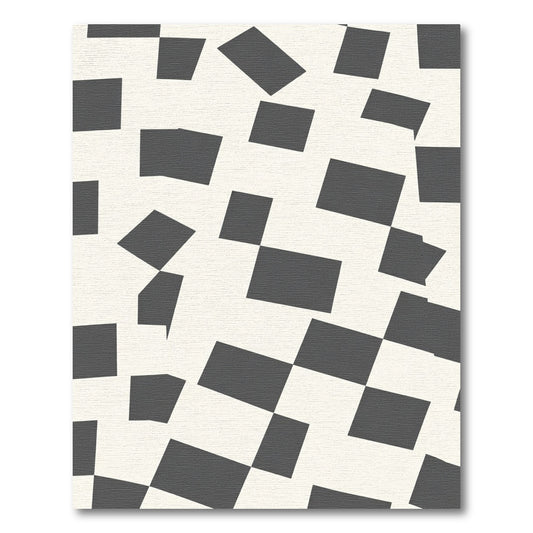 Abstract Black White Checkered Collage Rug