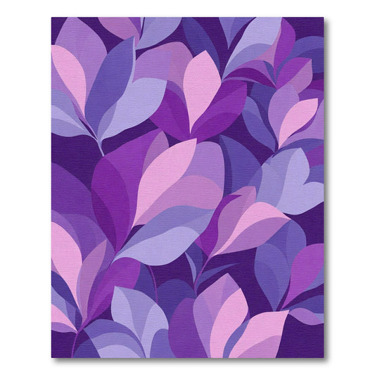Purple Floral Gradient Leaf Arrangement Rug