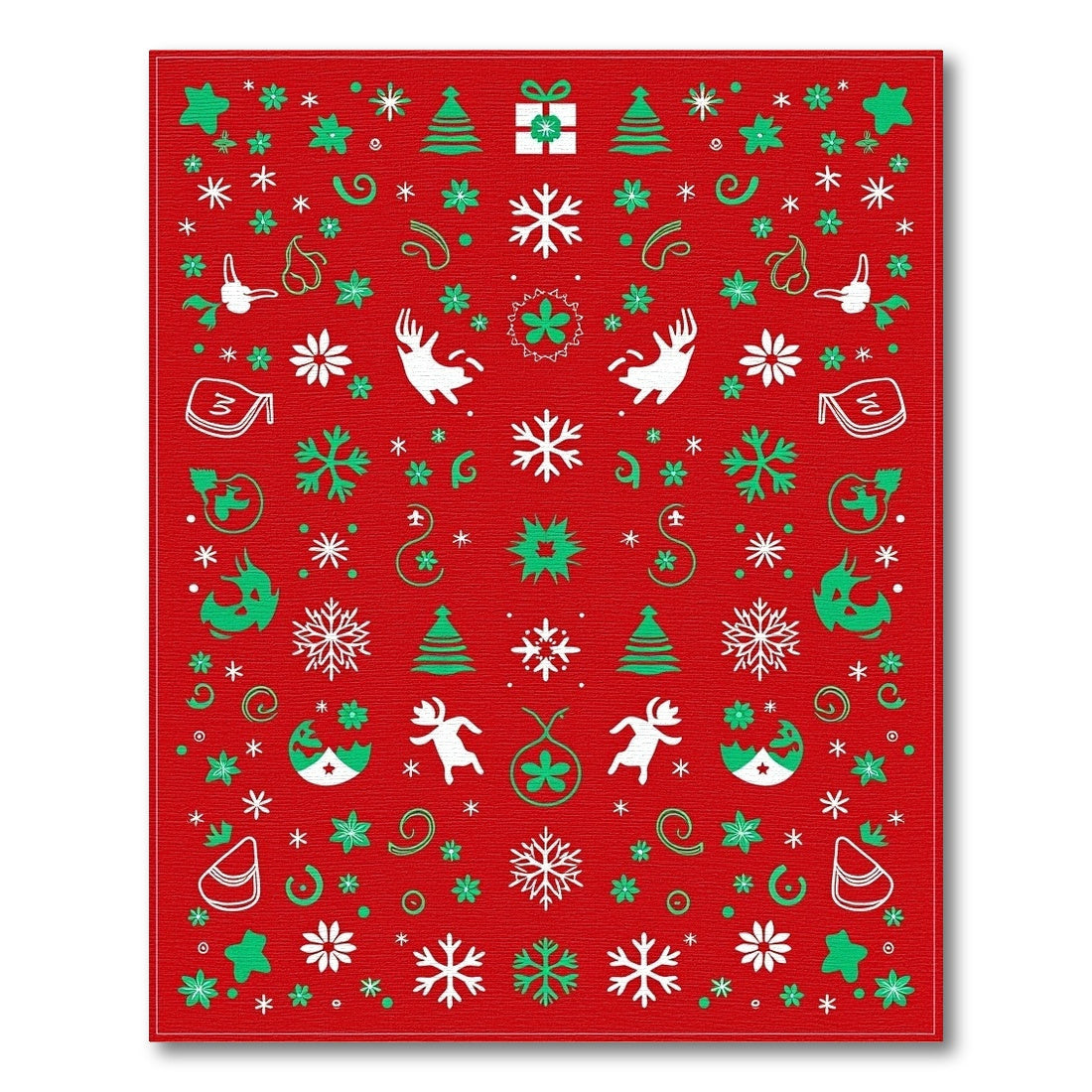 Christmas Red White Green Holiday Pattern Rug