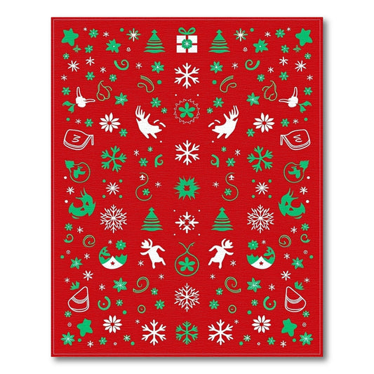 Christmas Red White Green Holiday Pattern Rug