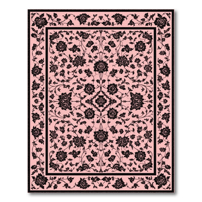 Pink Black Floral Vintage Area Rug