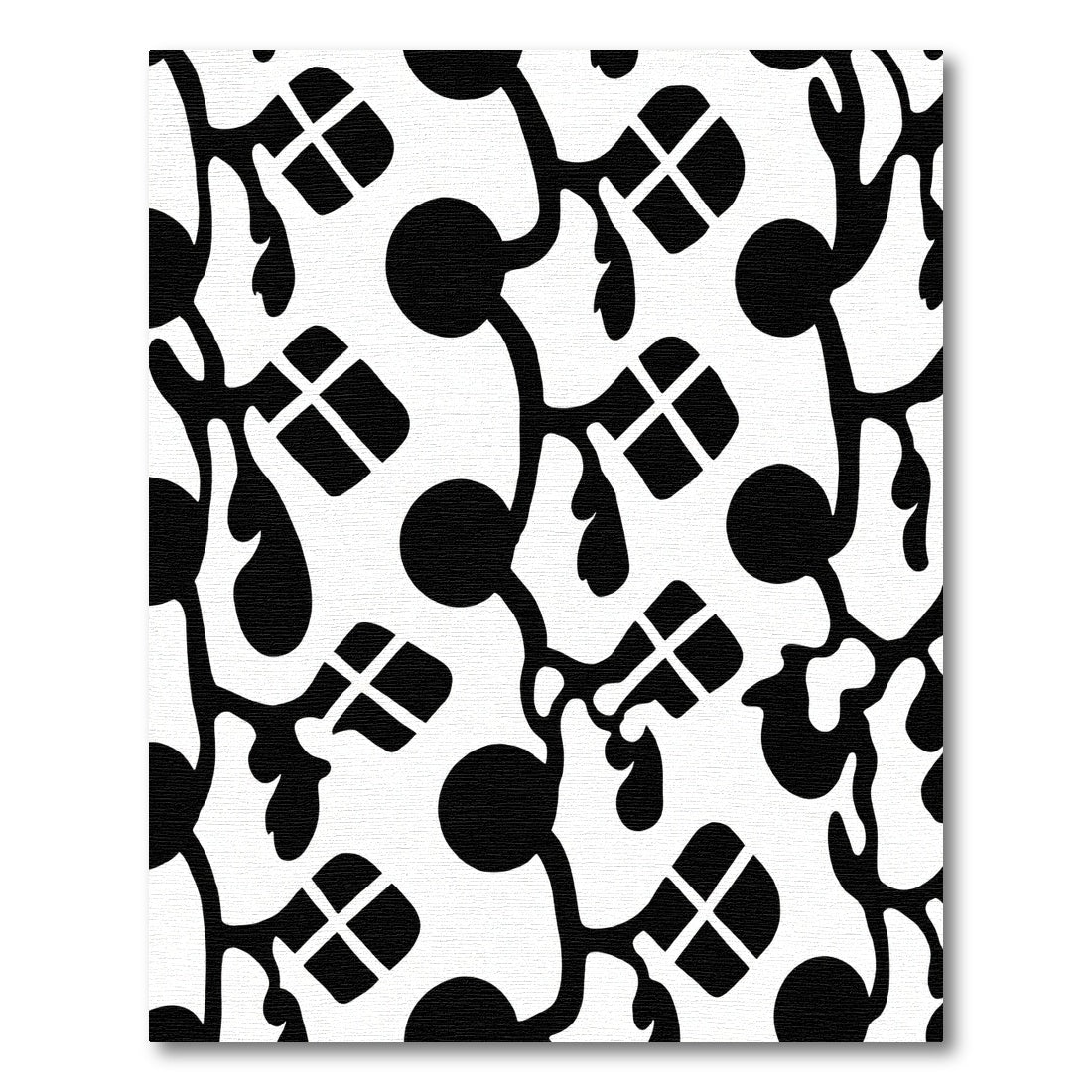 Black White Abstract Organic Shapes Rug