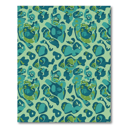 Teal Green Abstract Organic Forms Rug