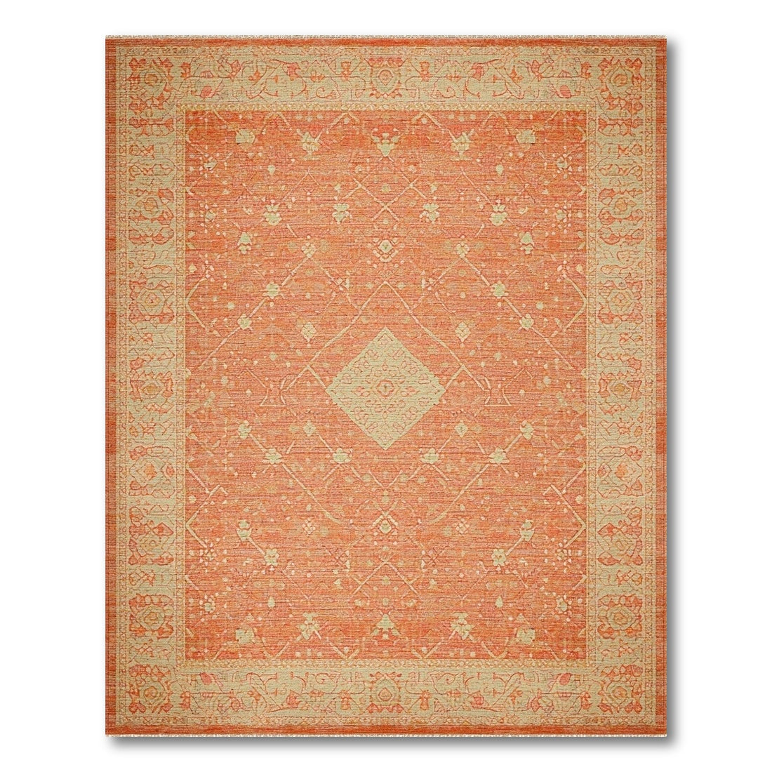 Orange Distressed Vintage Medallion No. 4 Area Rug