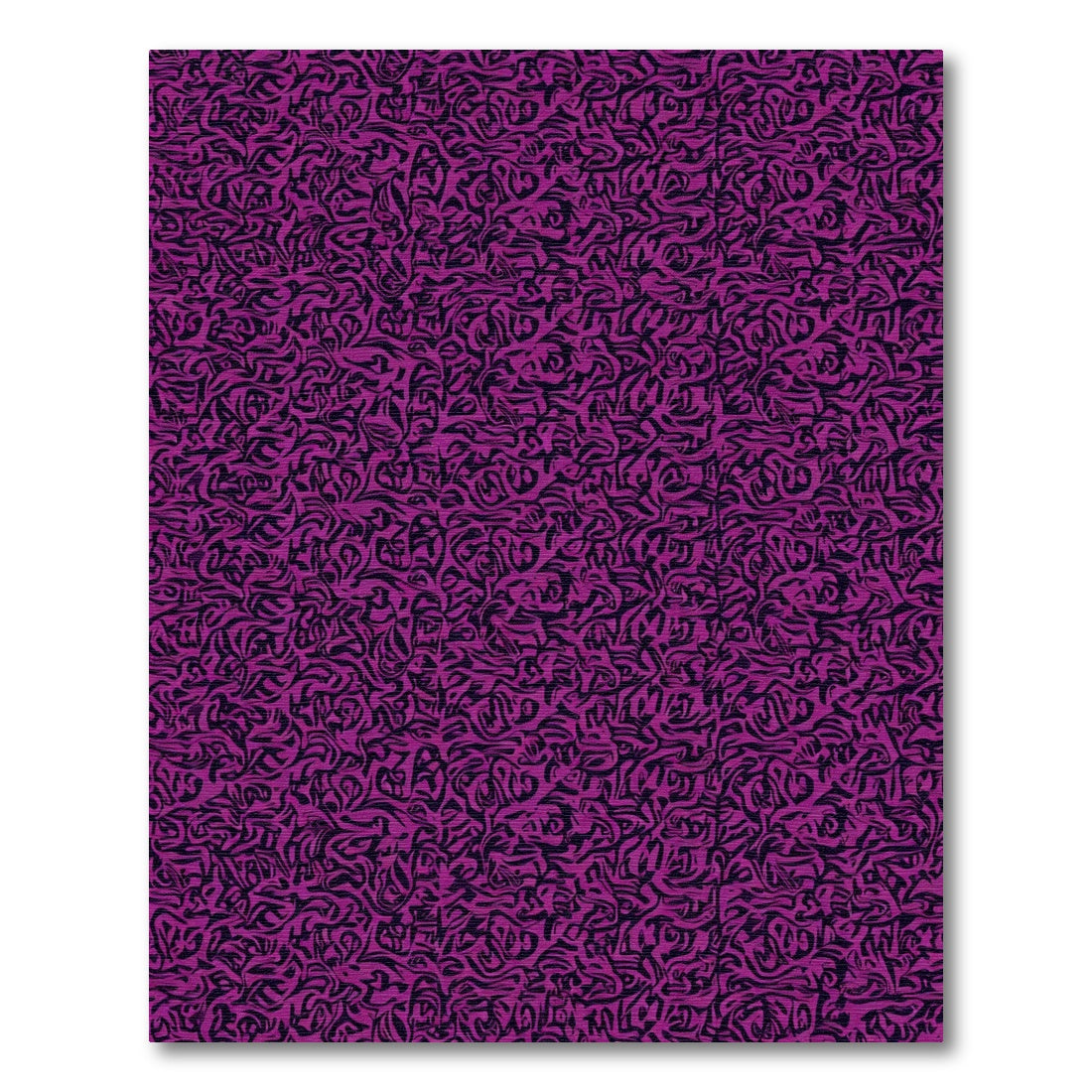 Deep Lavender Black Calligraphy Abstract Rug