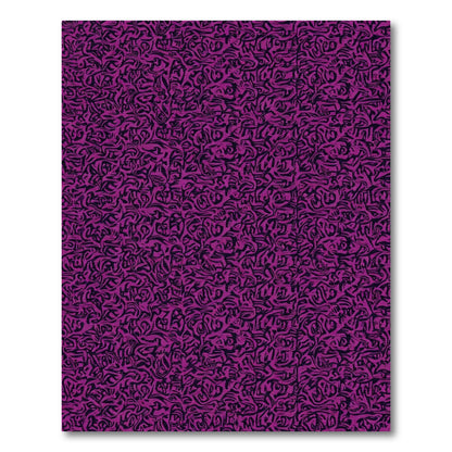 Deep Lavender Black Calligraphy Abstract Rug