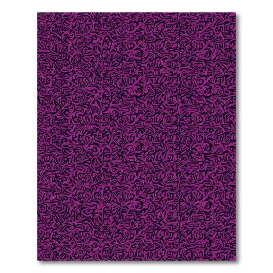Deep Lavender Black Calligraphy Abstract Rug