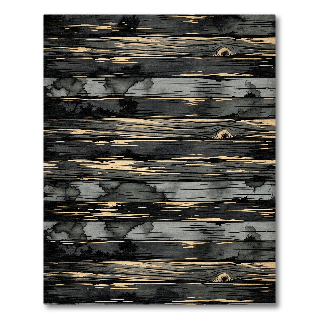 Dark Wood Grain Horizontal Stripe Rug