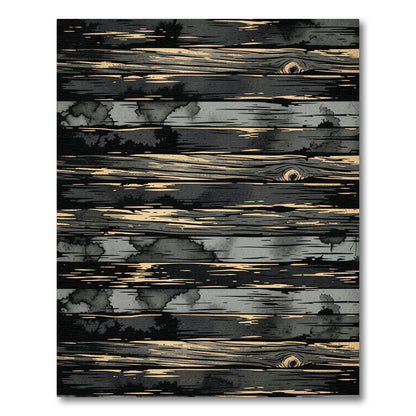 Dark Wood Grain Horizontal Stripe Rug