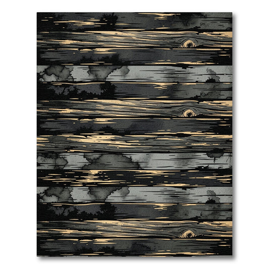 Dark Wood Grain Horizontal Stripe Rug
