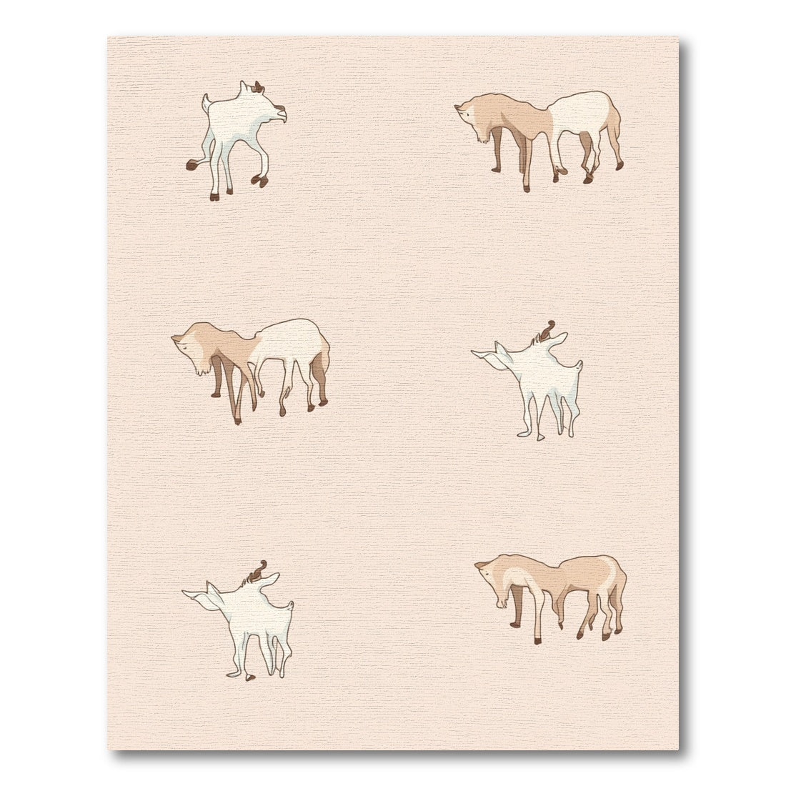 Whimsical White Tan Goats Composition Rug