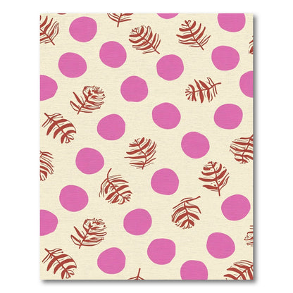 Pink Dots Fern Leaves Rug