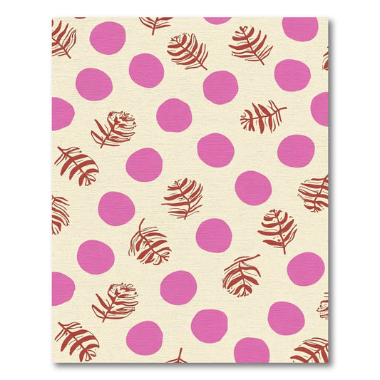Pink Dots Fern Leaves Rug
