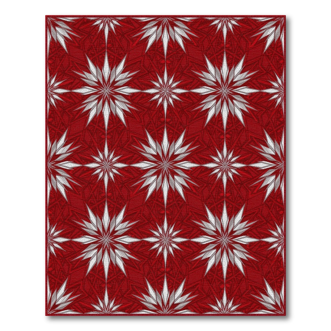 Red Starburst Geometric Red Area Rug
