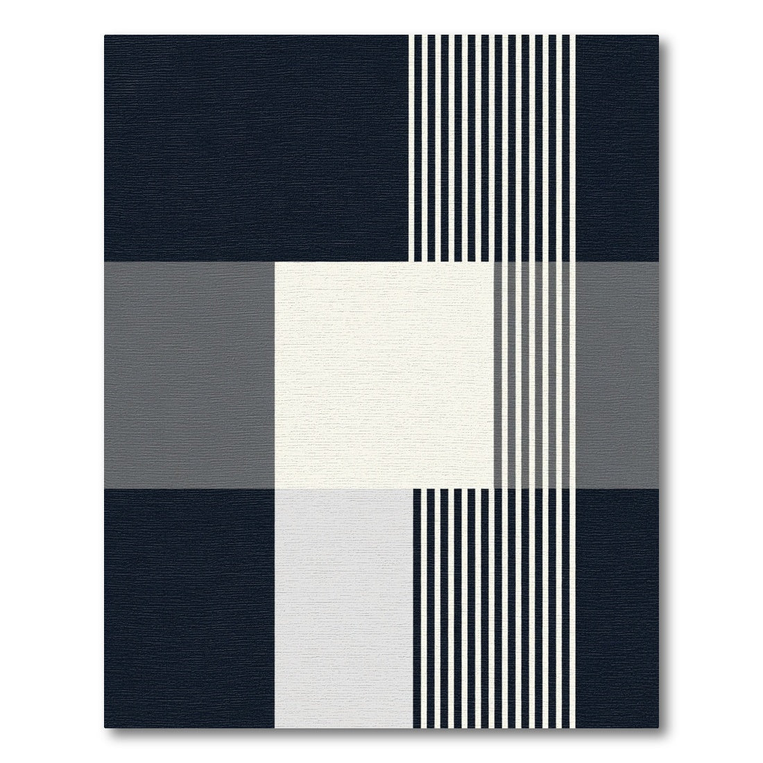 Navy White Gray Buffalo Plaid Stripes Rug