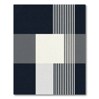 Navy White Gray Buffalo Plaid Stripes Rug