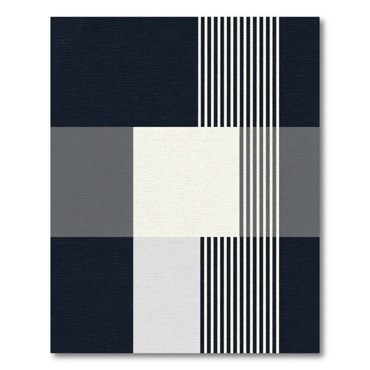 Navy White Gray Buffalo Plaid Stripes Rug