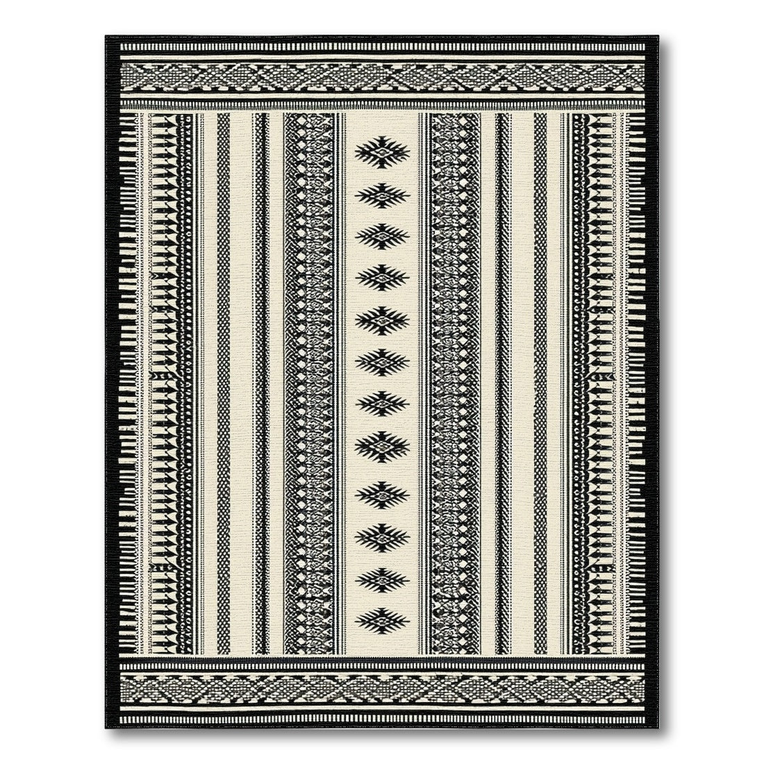 Black White Heritage Tribal No. 61 Area Rug