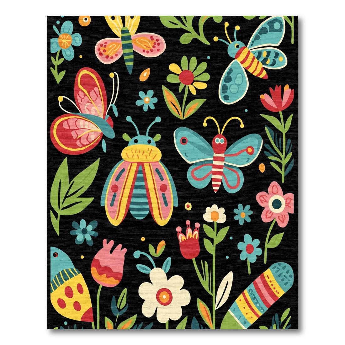 Whimsical Butterfly Bug Garden Collection Rug