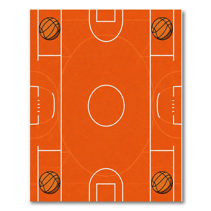 Retro Basketball Court Scene Rug