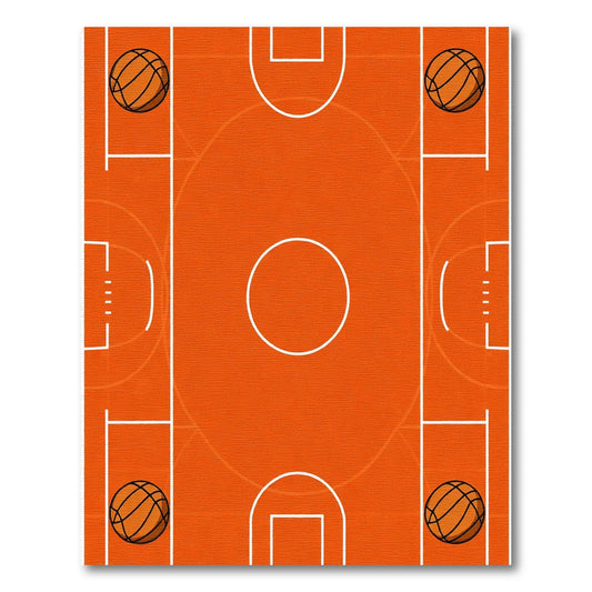 Retro Basketball Court Scene Rug