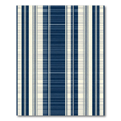 Navy Cream Vertical Stripe Rug