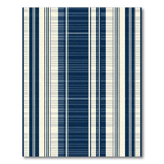 Navy Cream Vertical Stripe Rug