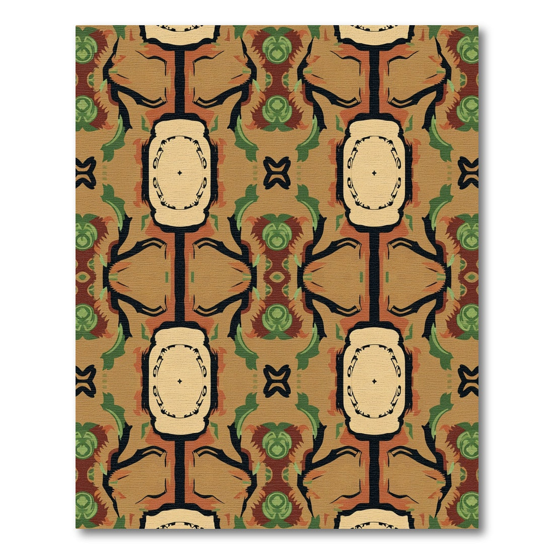 Earthy Tones Abstract Geometric Medallion Rug