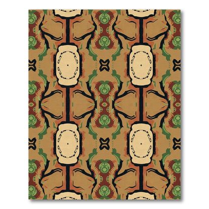 Earthy Tones Abstract Geometric Medallion Rug