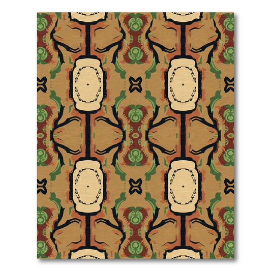 Earthy Tones Abstract Geometric Medallion Rug