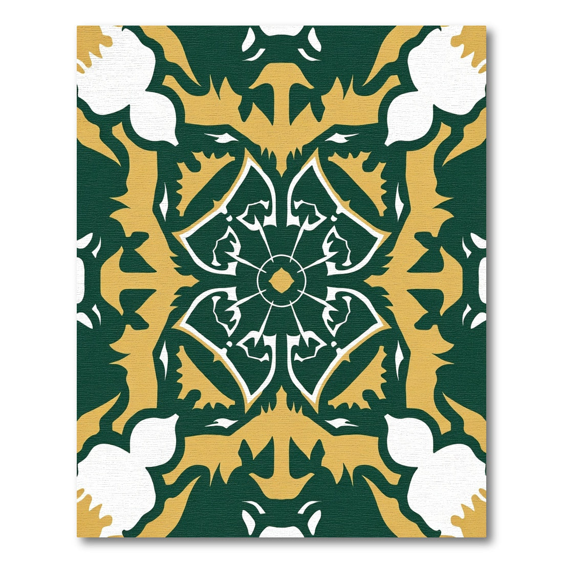 Emerald Gold White Art Deco Medallion Rug
