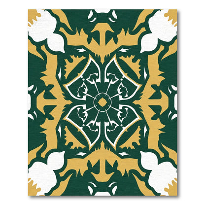 Emerald Gold White Art Deco Medallion Rug
