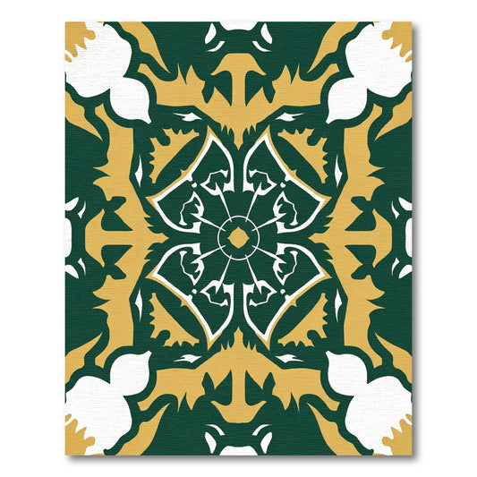 Emerald Gold White Art Deco Medallion Rug