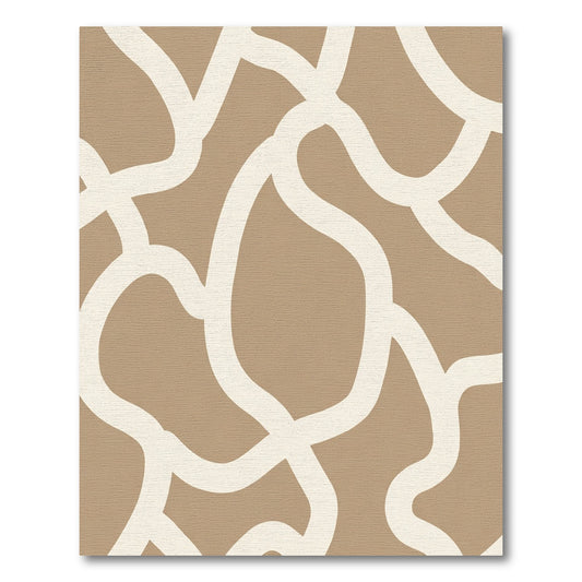 Tan and Cream Abstract Organic Lines Rug