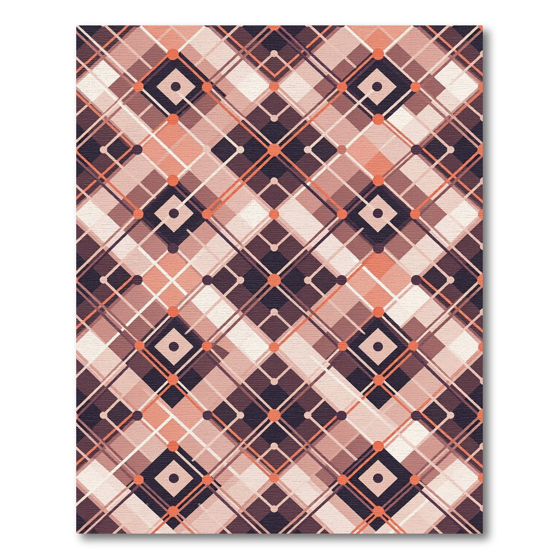 Warm Rose Diamond Lattice Intersecting Lines Rug