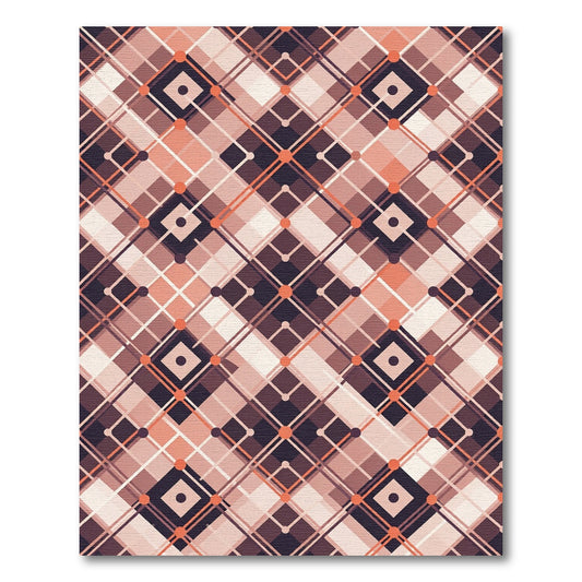 Warm Rose Diamond Lattice Intersecting Lines Rug
