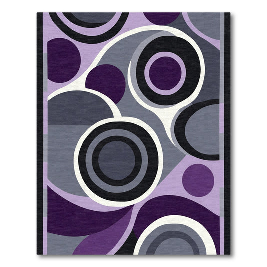 Retro Purple Circles and Waves Rug