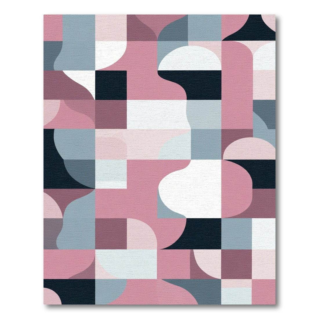 Modern Rose Pink Geometric Abstraction Rug
